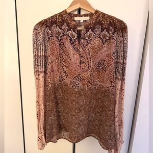 Vanessa Bruno Ned Silk Blend Popover Paisley Print Blouse Women 38 US M